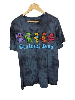 Grateful Dead mens Tie-Dye Dancing Bears Graphic Tee - Black/Gray 041T